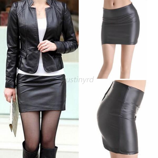 Women's Fashion Black Slim Sexy Casual Solid Tight Short Leather ...